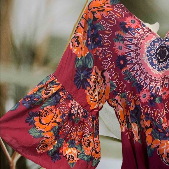 ☃️Umgee Floral Pink Boho Gypsy style flowy Bohemian style  tunic - Picture 5 of 13